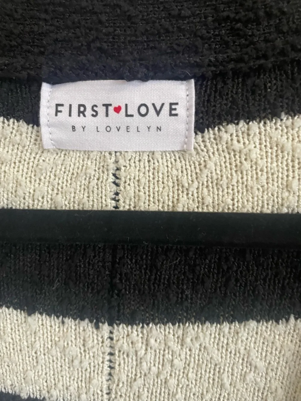 First Love By Lovelyn Cozy Black & Cream Striped Open-Front Oversized Cardigan - Picture 5 of 7